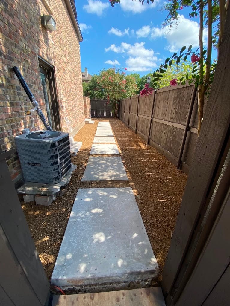 Artificial turf installed in a residential yard